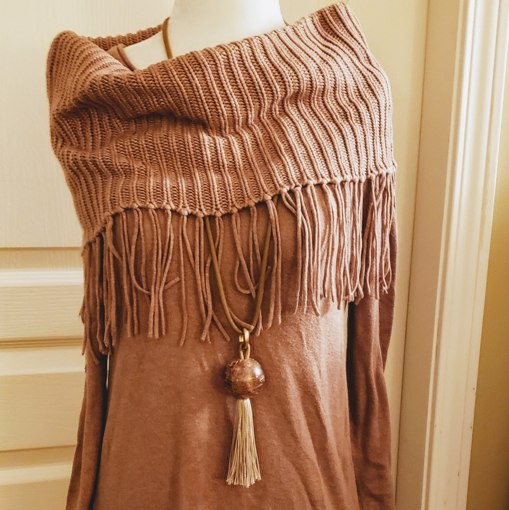 Gorgeous sweater dress with removable scarf